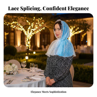 Lace Trim Headscarf, Sheer, Malaysia Style, Elegant, Solid, Stretchy
