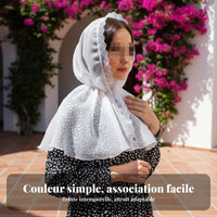 Lace Trim Headscarf, Sheer, Malaysia Style, Elegant, Solid, Stretchy