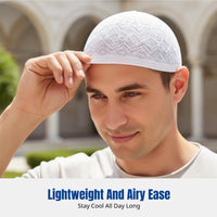Arab Style Knitted Kufi Cap for Men, Lightweight Breathable Multi-Color