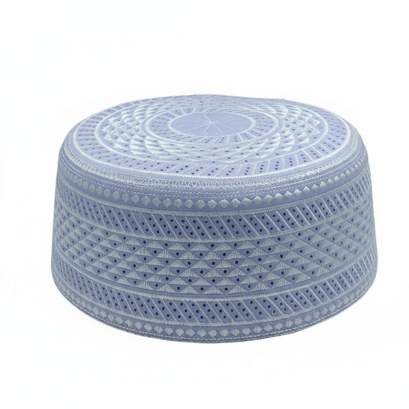 Muslim Prayer Cap, Men's Summer Mesh, Embroidered Flat Top, Breathable, Saudi Style