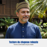 Malaysia Oval Mesh Cap, Ethnic Embroidered, Breathable Summer Hat