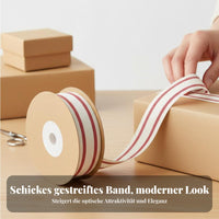 Red Cream Striped Webbing, Bag Edging, Gift Wrap, Apparel