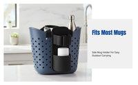Water Bottle Holder Compatible with Bogg Bag, Side Organizer, Black Oxford, Strap Attachment, Travel Use