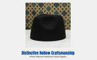Ethnic Hollow Prayer Cap, Islamic Hat, Unisex, Multiple Colors