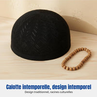 Men's Thin Kufi Cap, Breathable Knitted Muslim Hat, Adjustable