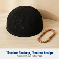 Men's Thin Kufi Cap, Breathable Knitted Muslim Hat, Adjustable