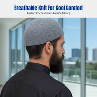 Muslim Prayer Knit Kufi Cap, Ethnic Style, Breathable, Men, Adjustable