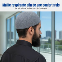 Muslim Prayer Knit Kufi Cap, Ethnic Style, Breathable, Men, Adjustable