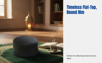 Men's Flat Top Prayer Cap, Rigid Muslim Hat, Warm Polyester, Autumn Winter, Relaxed Fit