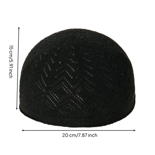 Arab Style Kufi Cap, Men's Breathable Knitted Prayer Hat, Adjustable