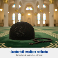 Arab Style Kufi Cap, Men's Breathable Knitted Prayer Hat, Adjustable