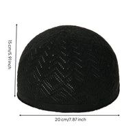 Arab Style Kufi Cap, Men's Breathable Knitted Prayer Hat, Adjustable
