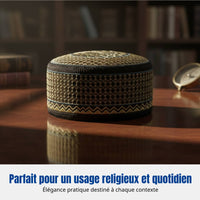 Cotton Embroidered Muslim Cap, Men's Ethnic Prayer Hat, Fine Intricacy