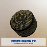 Cotton Embroidered Muslim Cap, Men's Ethnic Prayer Hat, Fine Intricacy