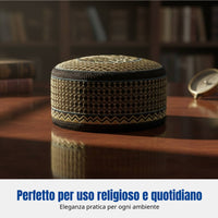 Cotton Embroidered Muslim Cap, Men's Ethnic Prayer Hat, Fine Intricacy