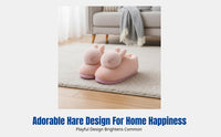 Women's Winter Plush Bunny House Shoes, Non-Slip, Warm Cartoon Indoor Slippers