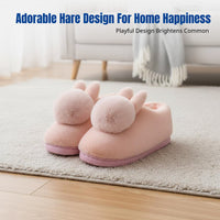 Women's Winter Plush Bunny House Shoes, Non-Slip, Warm Cartoon Indoor Slippers