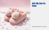 Women's Winter Plush Bunny House Shoes, Non-Slip, Warm Cartoon Indoor Slippers