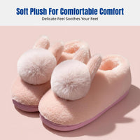 Women's Winter Plush Bunny House Shoes, Non-Slip, Warm Cartoon Indoor Slippers