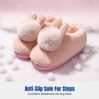 Women's Winter Plush Bunny House Shoes, Non-Slip, Warm Cartoon Indoor Slippers