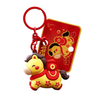 Lucky Horse Keychain, Zodiac Plush, New Year Symbol, Cartoon Design