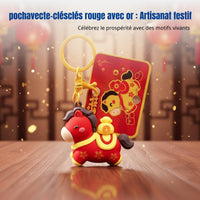 Lucky Horse Keychain, Zodiac Plush, New Year Symbol, Cartoon Design