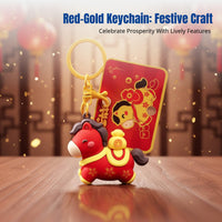 Lucky Horse Keychain, Zodiac Plush, New Year Symbol, Cartoon Design