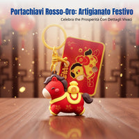 Lucky Horse Keychain, Zodiac Plush, New Year Symbol, Cartoon Design
