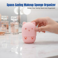 Makeup Sponge Storage Box, Tin Cylinder, Cat Ear, Dustproof, Multi-Style