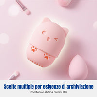Makeup Sponge Storage Box, Tin Cylinder, Cat Ear, Dustproof, Multi-Style