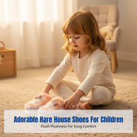Cartoon Bunny Kids Indoor Slippers, Plush Warm Soft Sole, Non-Slip, Cute Home Shoes for Boys and Girls