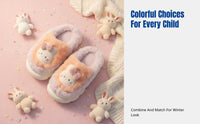Cartoon Bunny Kids Indoor Slippers, Plush Warm Soft Sole, Non-Slip, Cute Home Shoes for Boys and Girls