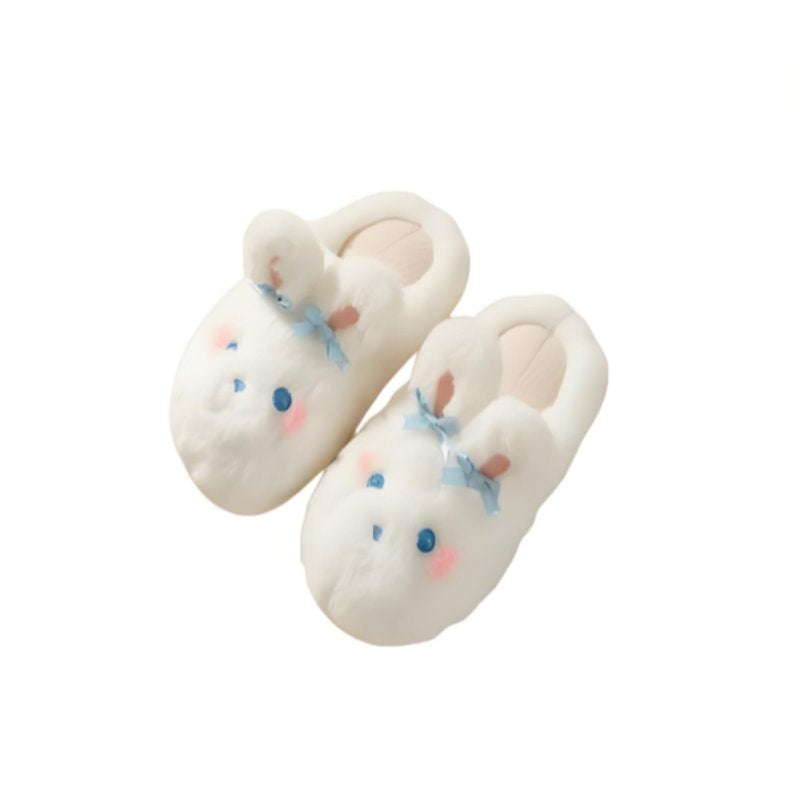 Cute Bunny Cotton House Slippers, Women, Soft Plush, Indoor, Anti-Slip, Winter Warmth