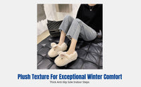 Women's Winter Indoor Slippers, Cute Bunny Plush, Thick Sole, Non-Slip, Warm, Full Heel Design