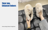 Women's Winter Indoor Slippers, Cute Bunny Plush, Thick Sole, Non-Slip, Warm, Full Heel Design