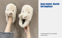 Women's Winter Indoor Slippers, Cute Bunny Plush, Thick Sole, Non-Slip, Warm, Full Heel Design