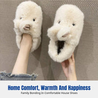 Women's Winter Indoor Slippers, Cute Bunny Plush, Thick Sole, Non-Slip, Warm, Full Heel Design