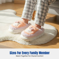 Winter Kids Plush Bunny Slippers, Indoor Non-Slip, Warm, Parent-Child, Cartoon Design, Rear Heel