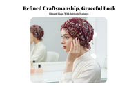 Tassel Fishtail Turban, Lace Headscarf Cap, Embroidered Head Cover, Hair Concealing, Muslim Women, Ethnic Trend