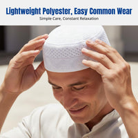 Men's Summer Embroidered Muslim Prayer Cap, Breathable Mesh Flat Cap, Traditional Islamic Headwear