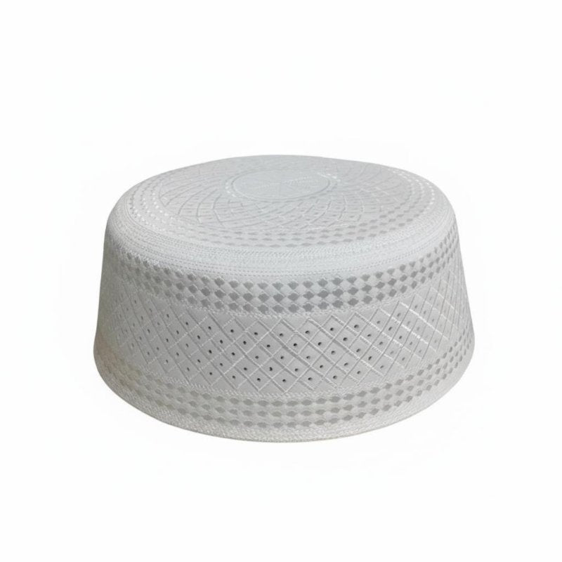 Hui Flat Top Hat, Large Men's Cap, Cream, Geometric Pattern, Relaxed Design