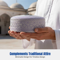 Men's Muslim Prayer Cap, Embroidered Cotton Round Hat, Hui Ethnic Style, Multiple Colors, Traditional Worship Headwear