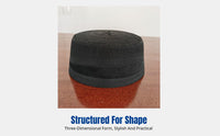 Rigid Black Embroidered Muslim Prayer Cap