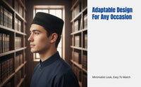 Rigid Black Embroidered Muslim Prayer Cap