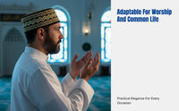 Men's Embroidered Flat Top Prayer Cap, Ethnic Floral Pattern, Traditional Muslim Headwear