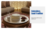 Men's Embroidered Flat Top Cap, Saudi Hard Muslim Prayer Hat, Black Cream, Performance