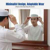 Summer Prayer Cap for Men, Mesh Flat Top, Breathable Muslim Ethnic, Saudi Inspired, New Design