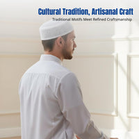 Summer Prayer Cap for Men, Mesh Flat Top, Breathable Muslim Ethnic, Saudi Inspired, New Design