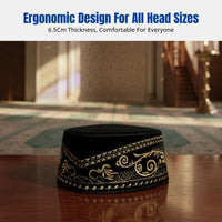 Mosque Prayer Cap, Malay Songkok, Plush Embroidered Hat, Ethnic Design, Men's Wedding Ceremony Accessory