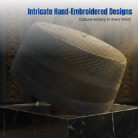 Structured Muslim Cap for Men, Embroidered, Stage, Ethnic Dance